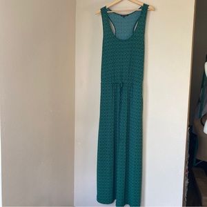 Banana Republic Racerback Maxi Dress geometric graphic green emerald black L CL3